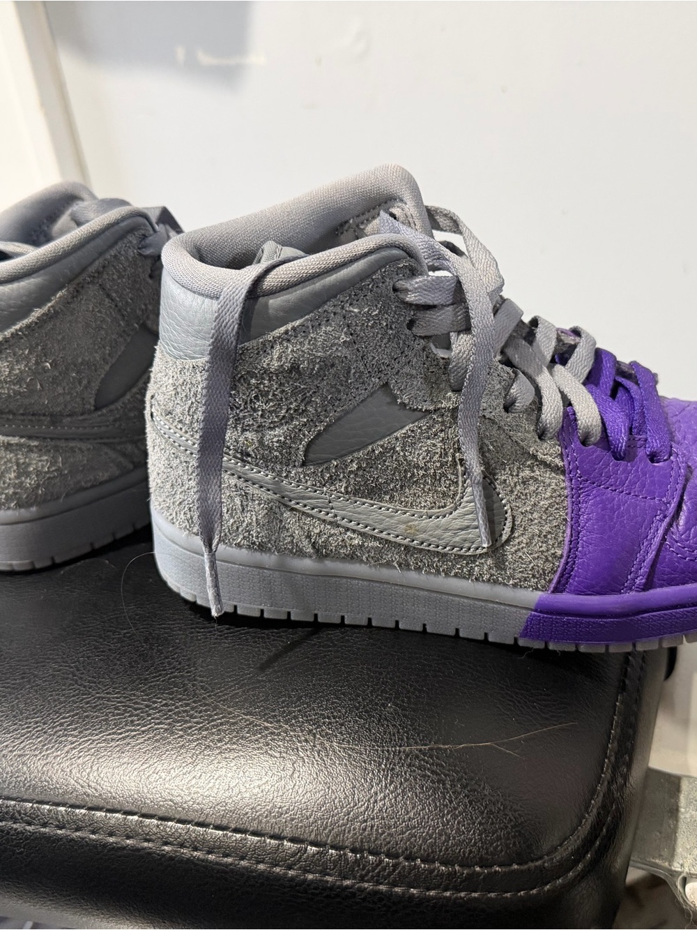 Nike Grey and Purple High-Top Sneakers